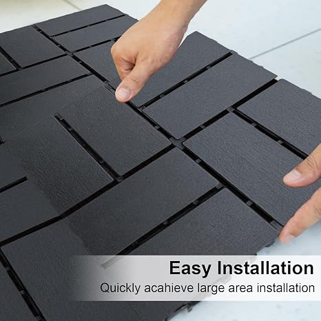 Plastic Interlocking Deck Tiles Outdoor All Weather Waterproof 36 PCS 12