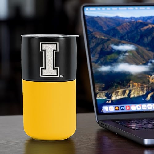 Miniatura 93 de Rico Industries NCAA Miami of Ohio Redhawks - Vaso de cerámica de 16 onzas con agarre de silicona, grabado láser profundo, diseño de color negro