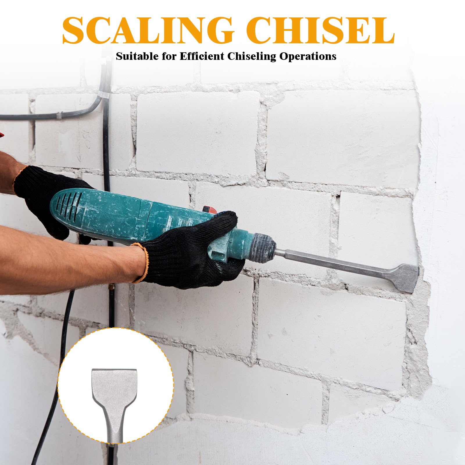 Set di 3 Scalpelli SDS Plus, con Scalpello a Punta, Scalpello Piatto, Scalpello Largo, per Lavori di Demolizione, per Piastrelle, Muro, Muratura, Calcestruzzo