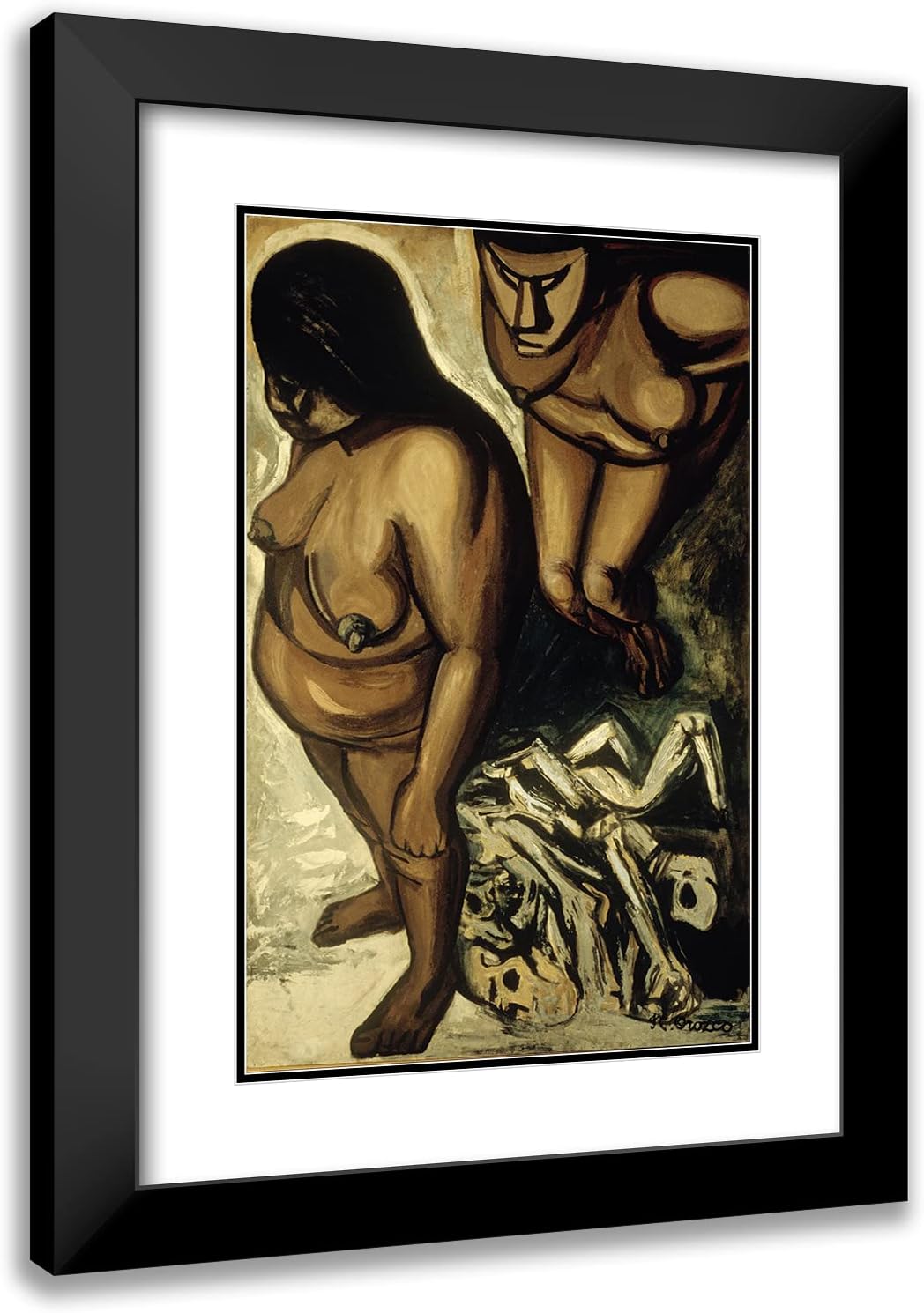 ArtDirect José Clemente Orozco 13x18 Black Modern Frame and Double Matted Museum Art Print Titled - Indian Women, from the Los Teules Series (1947)