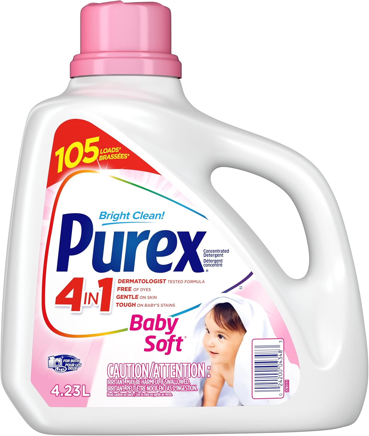 Purex Baby Soft, Hypoallergenic Liquid Laundry Detergent, 4.23L, 105