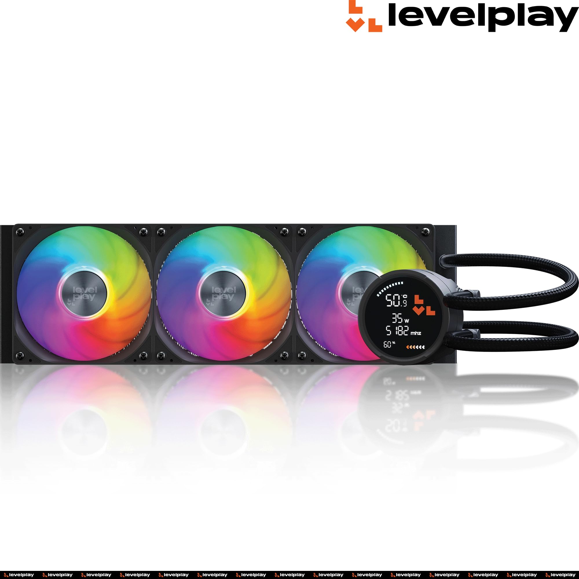 Levelplay Combat Liquid 360 HUD Refrigeración CPU AIO-TDP 300W, Pantalla Digital 2.6" Tiempo-Real, Radiador 360mm, Ventiladores 360 Marco Único,Compatible AMD AM5/AM4 e Intel LGA 1851/LGA 1700 - Negro