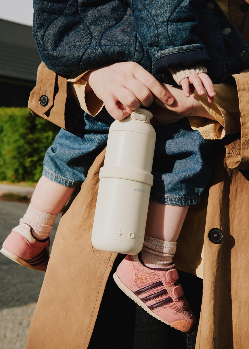 CREATE/BABY PORTABLE MILK WARMER/Thermos chauffe-lait et eau pour biberons blanc cassé/Sélecteur de température, pour lait maternel et lait en poudre, capacité de 310 ml, sans BPA/PFOA, 35 W