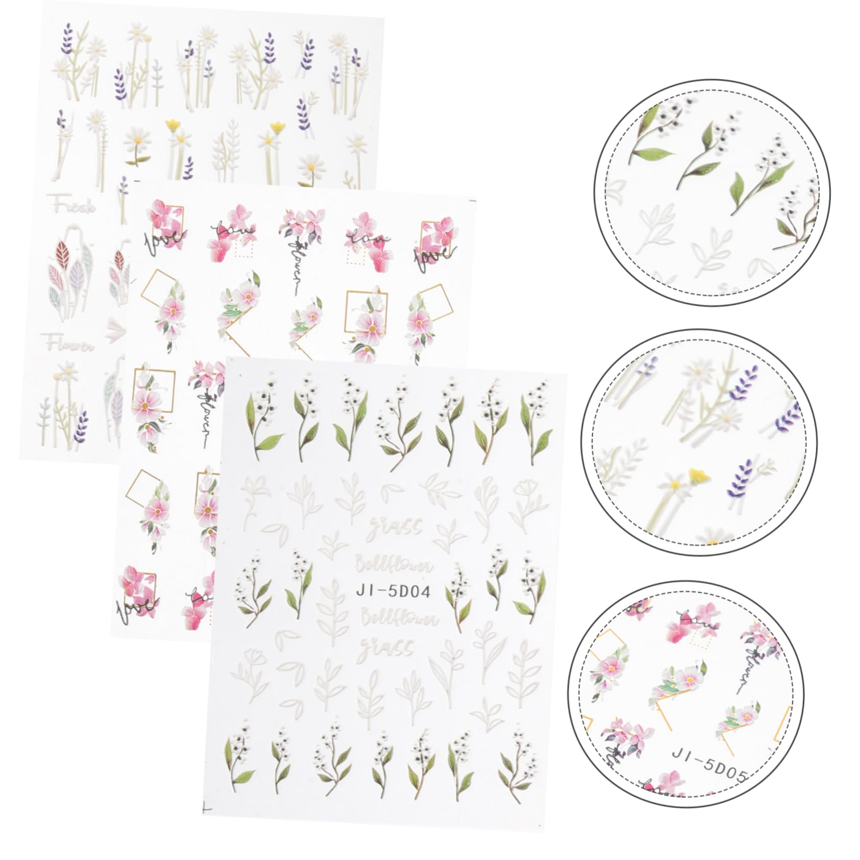 Healvian 15fogli Fiori Adesivi Per Unghie Stickers Rilievo Per Nail Art Autoadesivi Eleganti Per Manicure Perfetti Per Occasioni Formali e Casuali