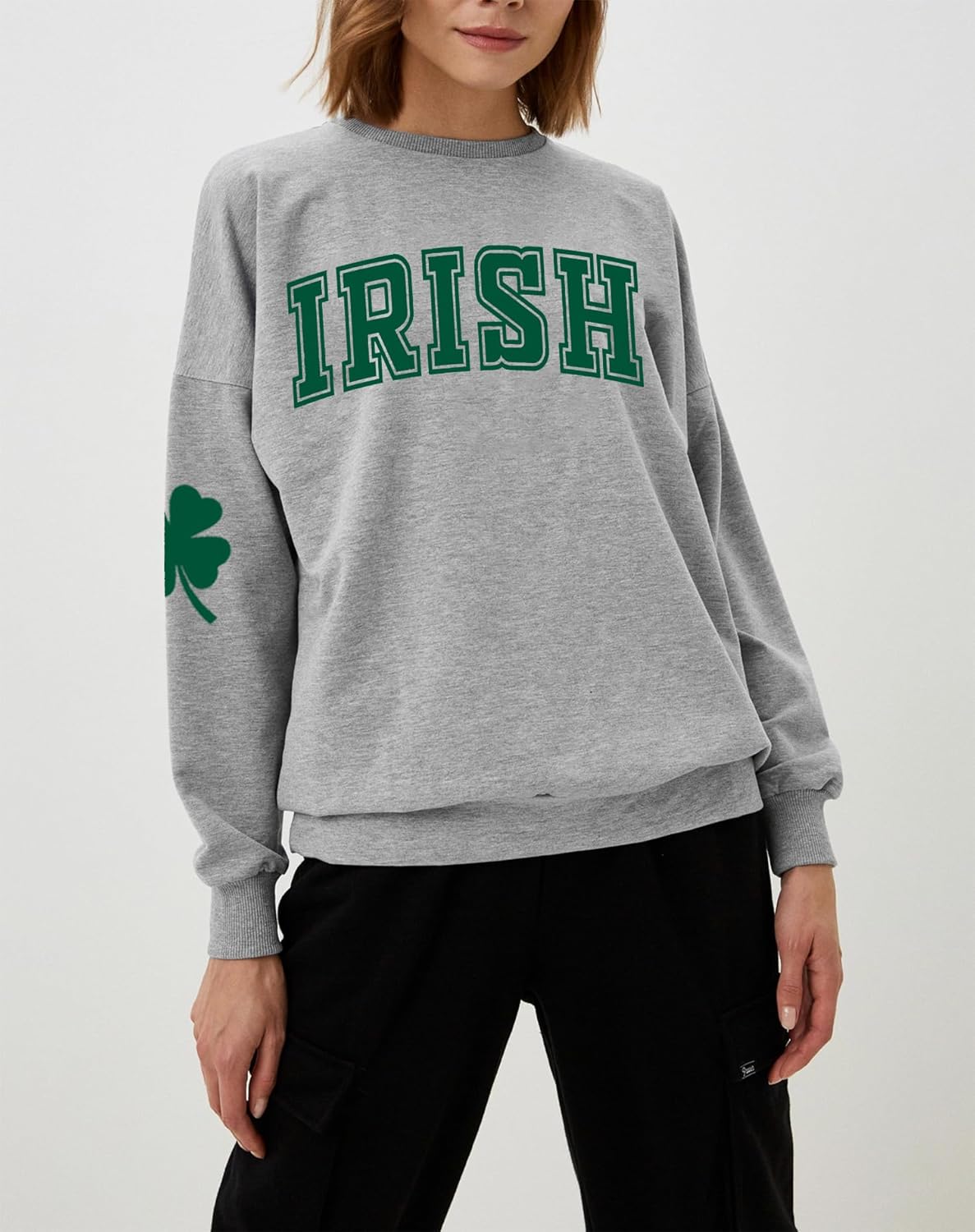 St. Patrick's Day Sweatshirt for Women Lucky Shamrock Long Sleeve Sweater Irish Clover Casual Graphic Pullover Tops - Image 5
