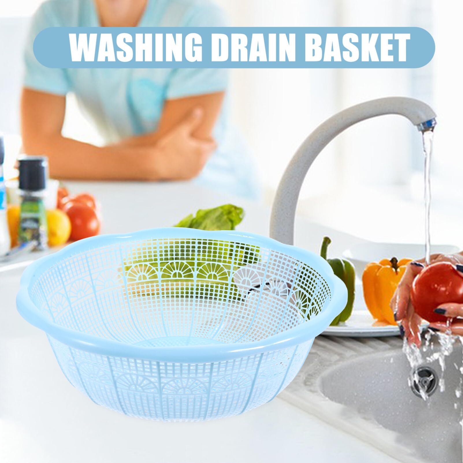 Luxshiny 4pcs Plastic Rice Washing Basket Multifunctional Colander for Fruits Vegetables Kitchen Washing Tool Random Colors for Rice Pasta and Prep