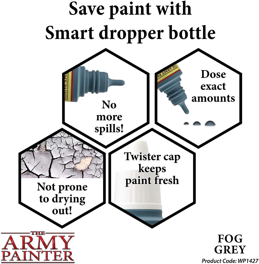 The Army Painter Fog Grey Warpaint - Acrylic Heavily Pigmented Water Based Paint for Tabletop Roleplaying, Boardgames, and Wargames Miniature Model Painting image 3