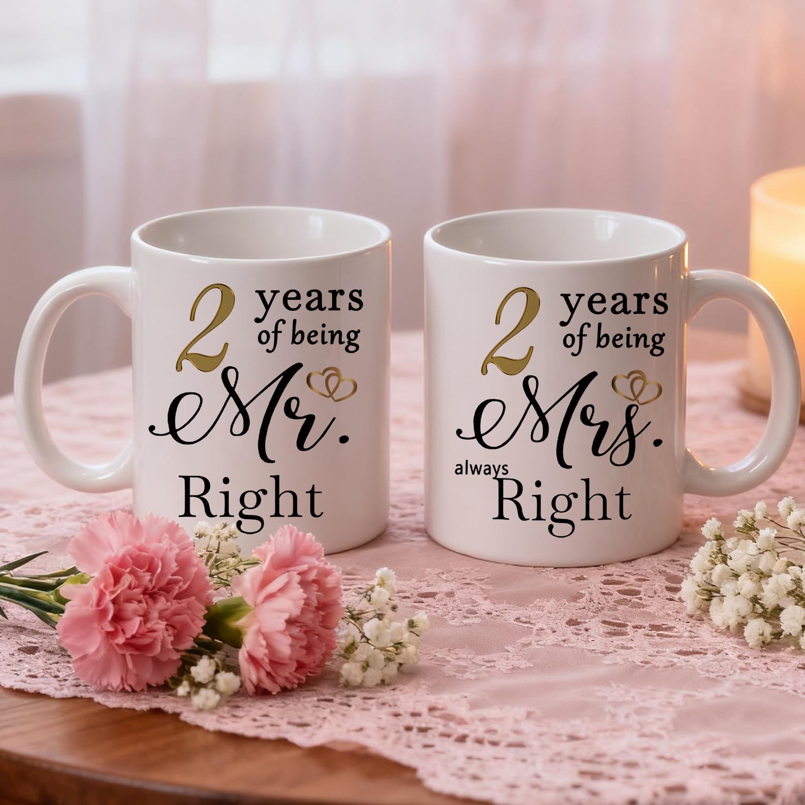 2 Year Anniversary Coffee Mugs Set of 2 - Image 3