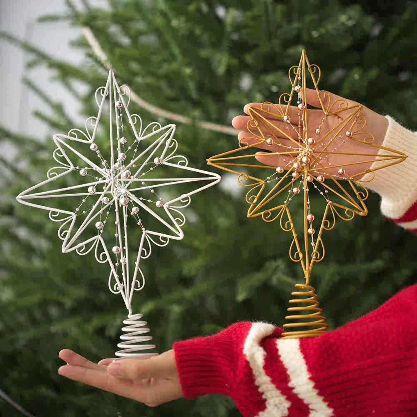 Decoración de metal para árbol de Navidad en forma de estrella, adorno irregular para fiestas, decoración para interiores y exteriores