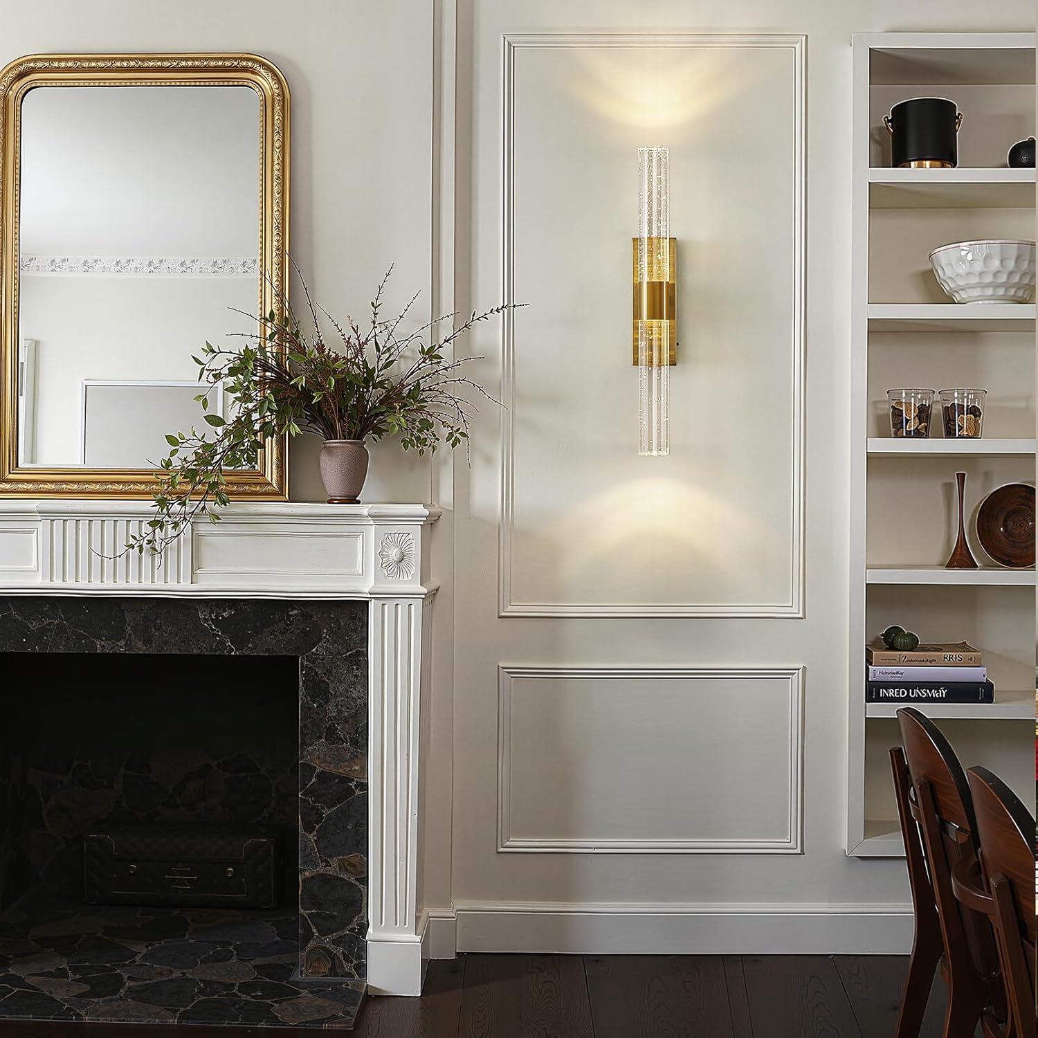 Battery Operated Wall Sconces Set of Two - Rechargeable Wireless Gold Sconces with 12000mAh Remote Control Modern Crystal Wall Lights Cordless Wall Lamps for Bedroom Living Room Bathroom