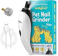 LuckyTail Super Quiet Pet Nail Grinder for Dogs & Cats - Low Vibration, 2 LED Lights, USB Rechargeable Cordless Trimmer for All Sizes