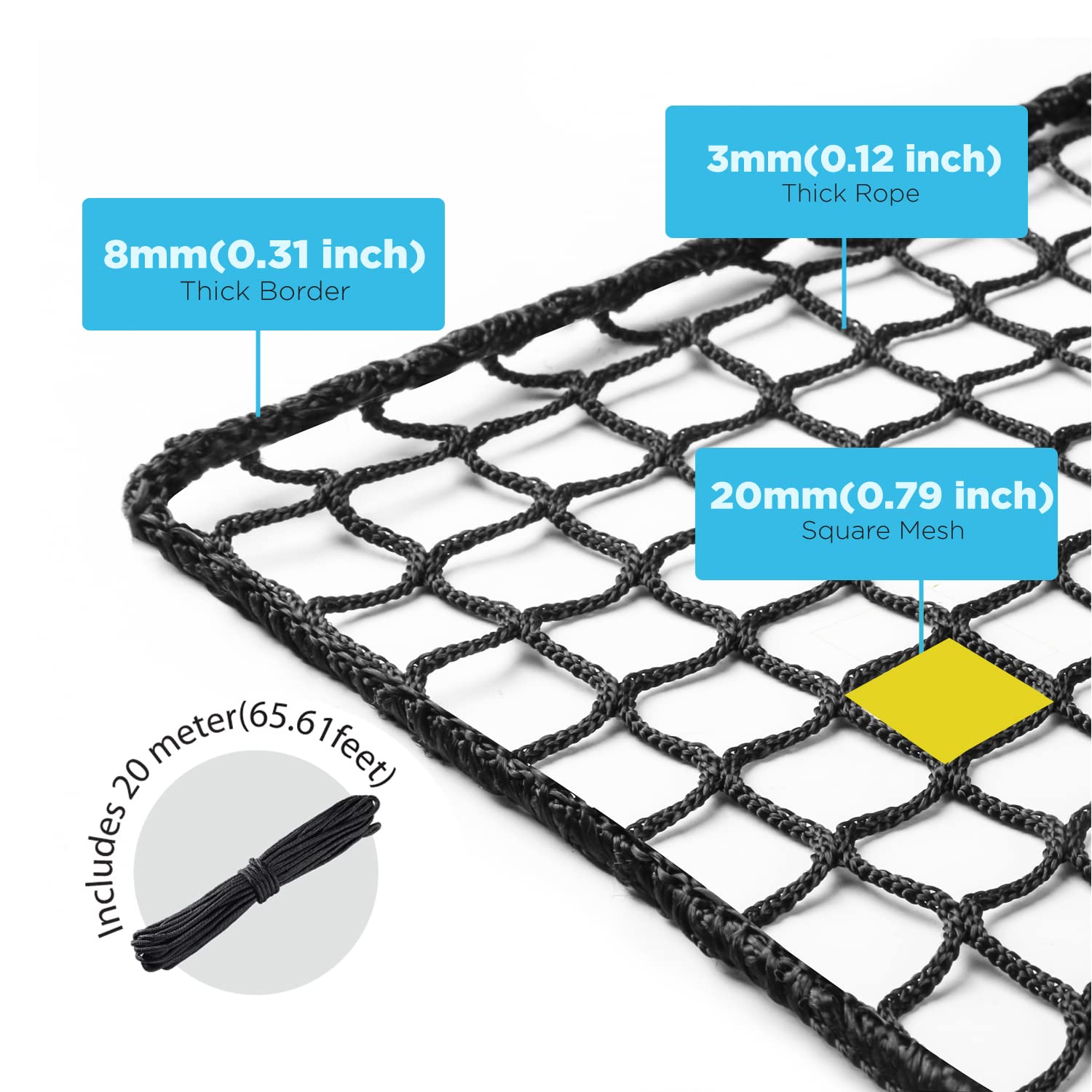 Practice Golf Nets - Ideal for Golf, Hockey, Baseball - Sports Netting, Impact Equipment - Perfect for Backyard Driving, Chipping, Hitting, Pitching Simulators (Black, 15x20 Feet)