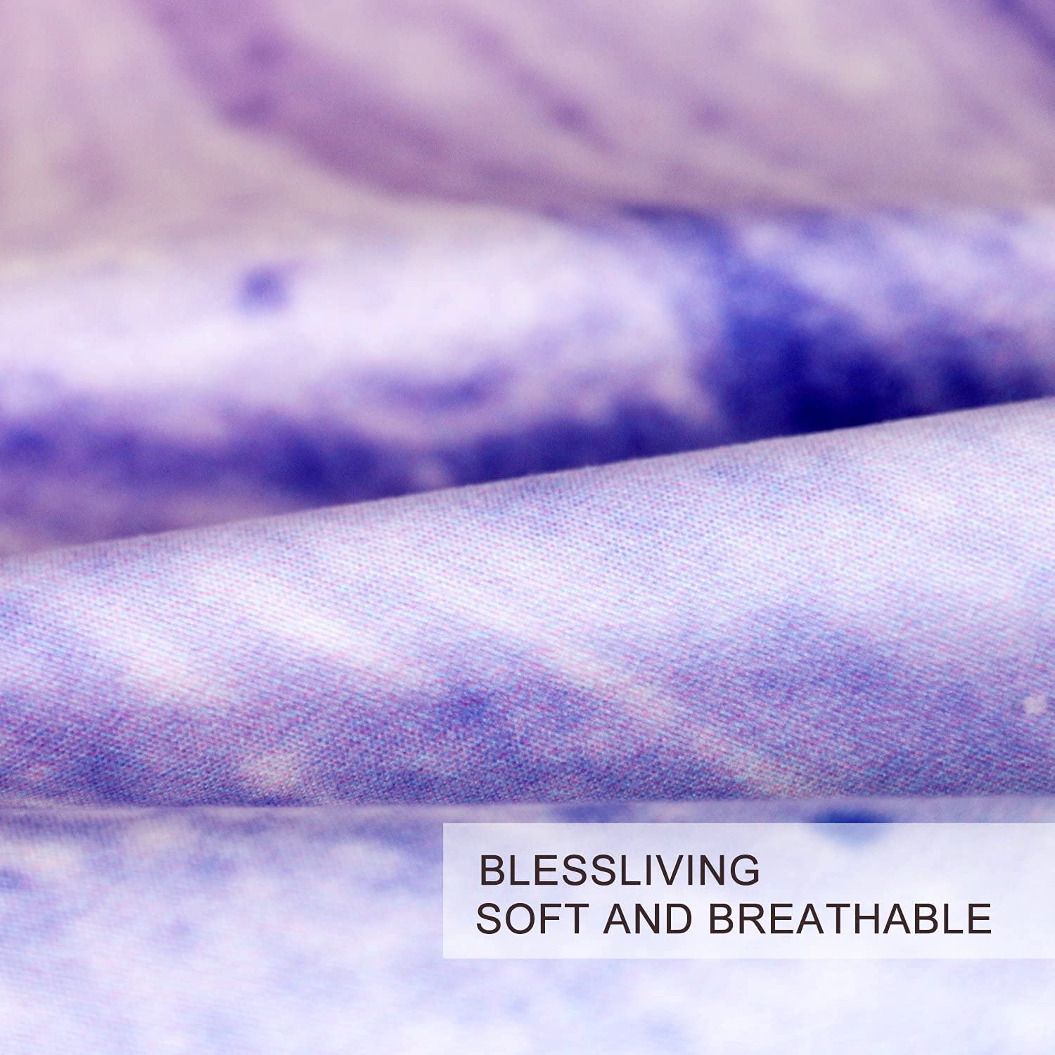 BlessLiving Tie Dye Full Size Fitted Sheet for Girls/Kids/Teens Marble Bedding All-Round Elastic Pocket Wrinkle, Fade, Stain Resistant Deep Pocket Bed Sheet, Pink and Blue