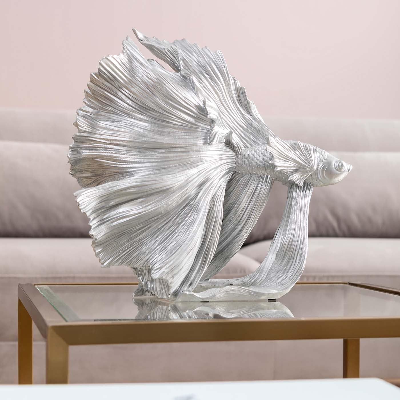 KARE Design Decorative Object, Betta Fish Silver Small 36.5x33.5x14cm