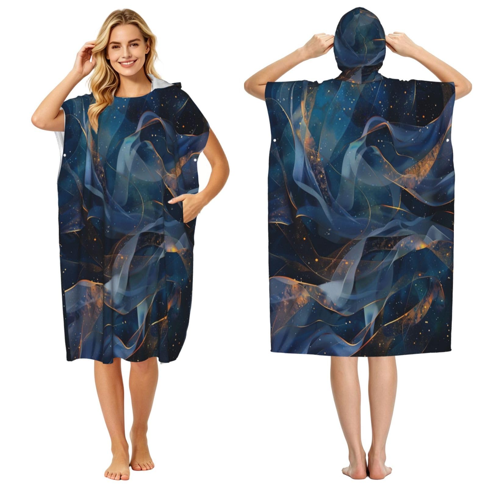 DTHKJNLSF Silk Adult Hooded Beach Poncho Towel