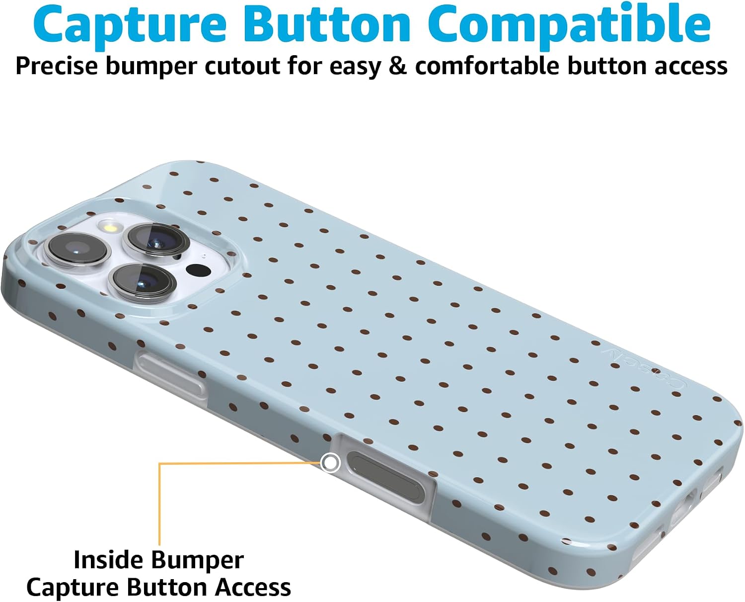 Casely iPhone 16 Pro Max Case | On the Dot | Blue & Brown Polka Dot | Compatible with MagSafe | Classic Ultra Slim Design