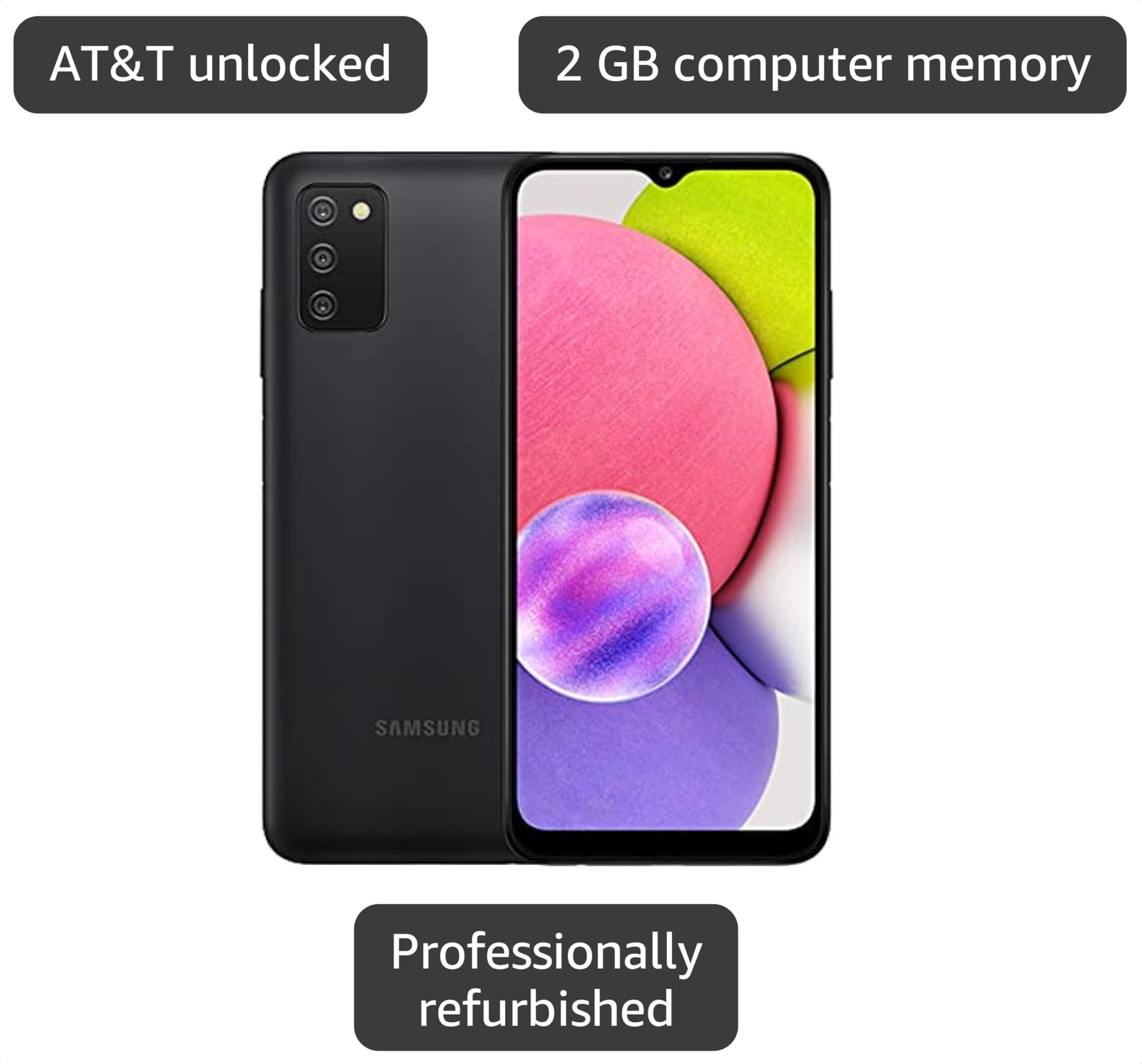 Amazon.com: Samsung Galaxy A03s, 32GB, Black - Unlocked (GSM Only
