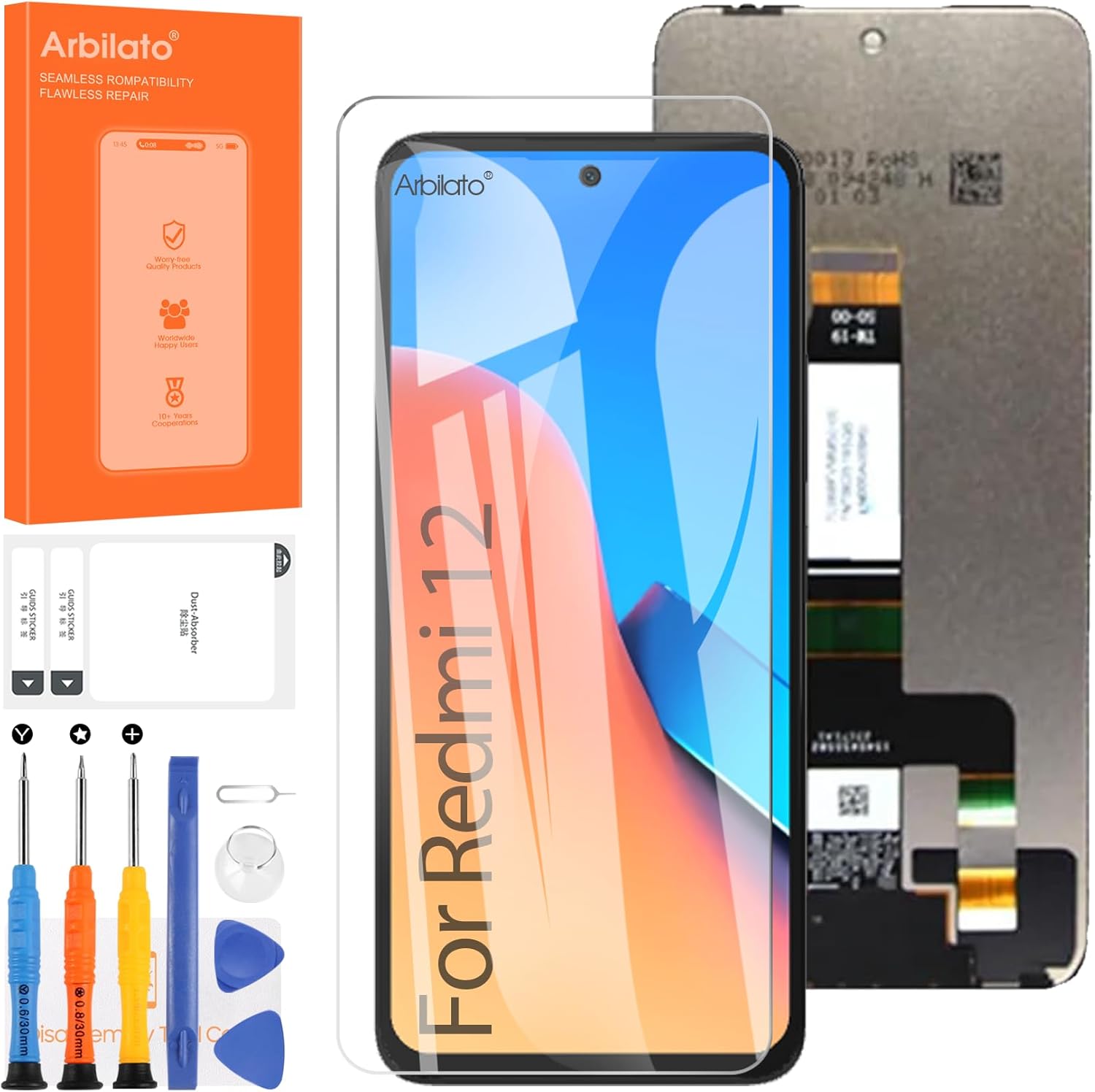 Incell Screen for Xiaomi Redmi 12 Screen Replacement for Redmi 12 LCD Screen 23053RN02A,23053RN02Y,23053RN02I Touch Display Digitizer Assembly Repair Parts(Black No Frame
