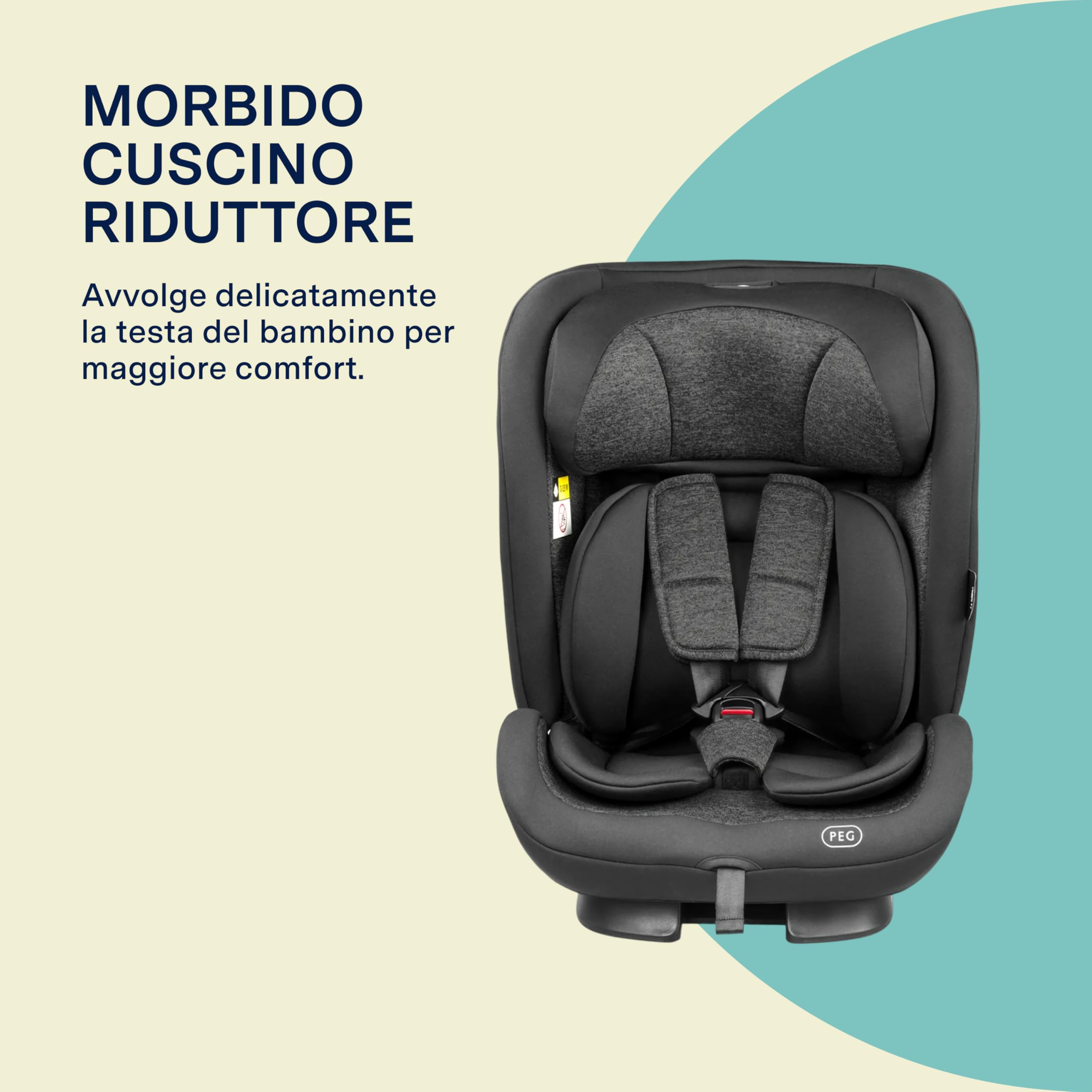 PEG Viaggio TT Seggiolino Auto Evolutivo i‑Size con ISOFIX, 76–150 cm, 15 mesi–12 anni, 9–36 kg, Schienale Reclinabile, Poggiatesta Regolabile, Protezioni Laterali, Planet