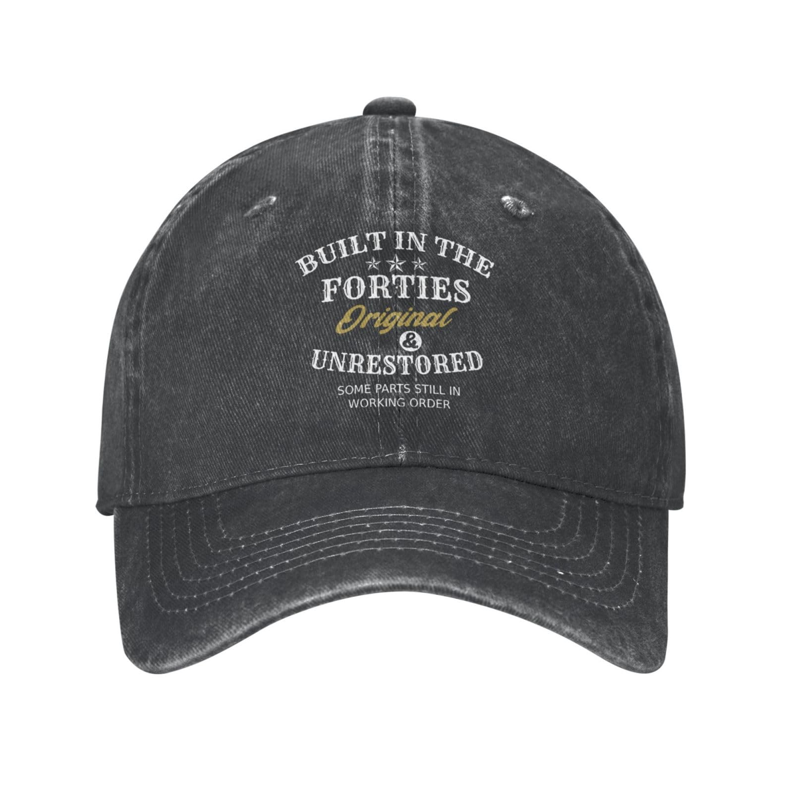 FLALORI Built in The Forties Original Unrestored Some Parts Still in Working Order Hat Men Funny Mesh Hats for Summer, Black-1, One Size