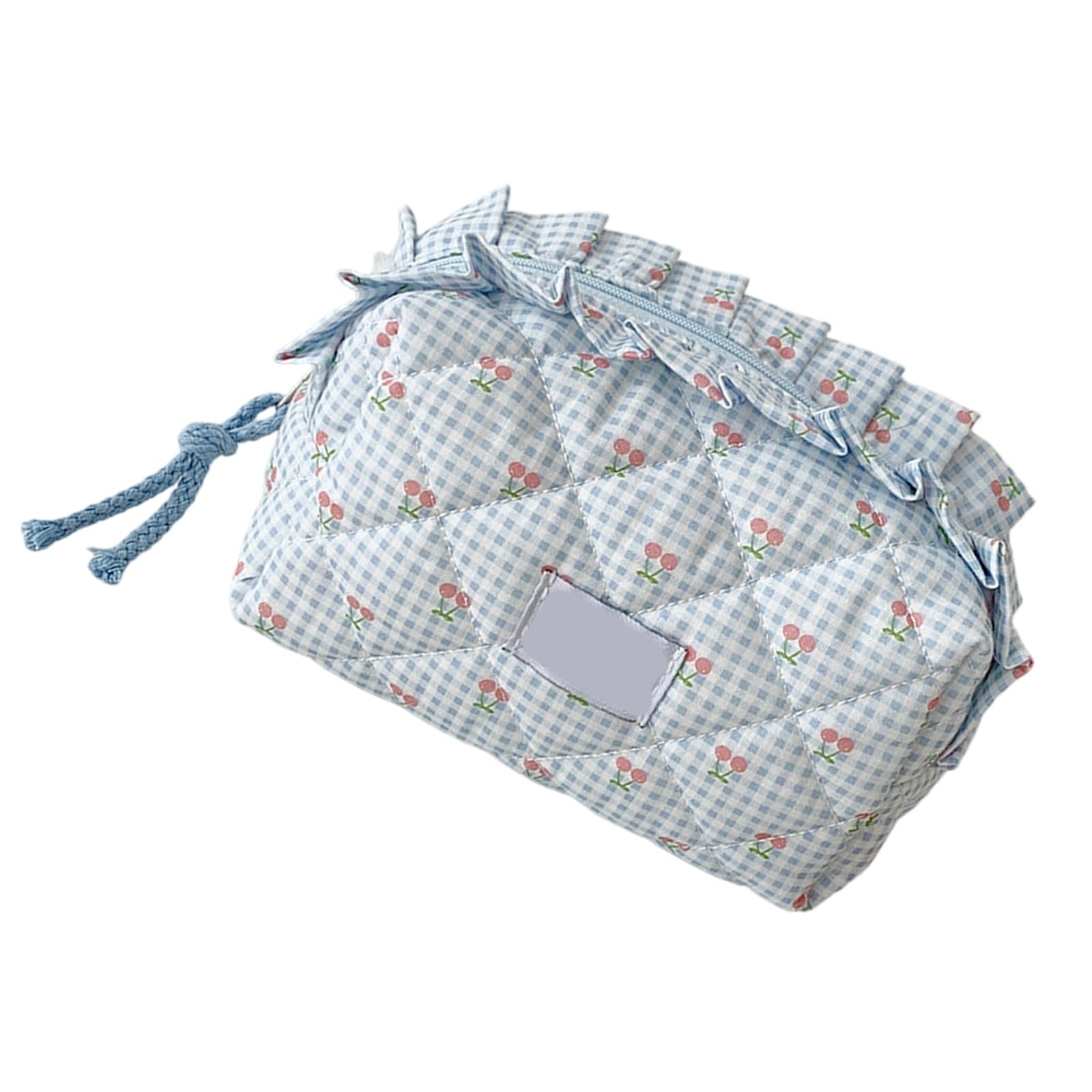 Kalttoy Blue Tartan Makeup Bag With Multiple Layer Compartments For Cosmetics Jewelry And Accessories Easy Cleaning Makeup Accessories Organizers