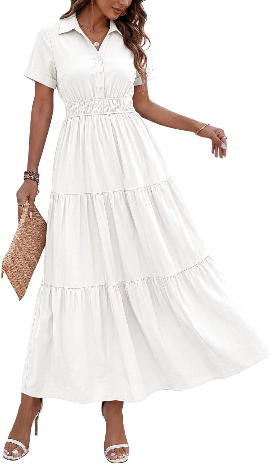 BTFBM Wedding Guest Dresses for Women Beach Fashion Casual Short Sleeve V Neck Solid Spring Summer Boho Maxi Dress