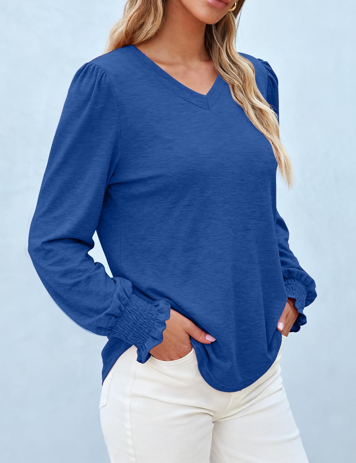 Womens Long Sleeve Shirts V Neck T-Shirt Blouses Dressy Casual Tunic Tops Basic Tee Business Work Fall Outfits Clothes 2025 - Image 3