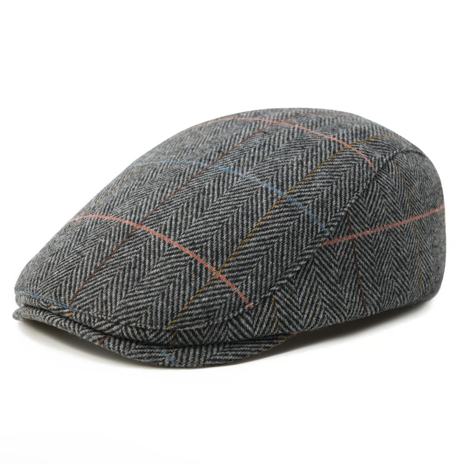 FEINION Men Wool Blend Flat Cap Tweed Newsboy Ivy Hat