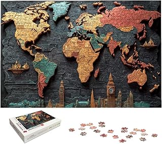 World Map Puzzle 5000 Pieces, Map Puzzles for Adults 5000 Pieces, Wooden Puzzle for Adults, Jigsaw Puzzles with Exquisite Packaging Box, Challenging Game for Families, Gifts for Women/Men, -7445