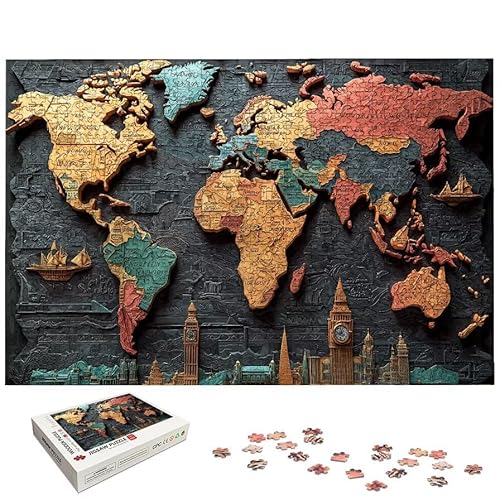 ���E�n�} �p�Y�� 5000�s�[�X�A��l���� �ؐ� 5000�s�[�X �W�O�\�[�p�Y�� (156x105cm)�A�n�} Puzzle ����������t���ADIY ��l���� ��� ���� �Ƒ��Ŋy���߂��肪���̂���Q�[���A�C���e���A�A�M�t�g�ɍœK�AHome Deco