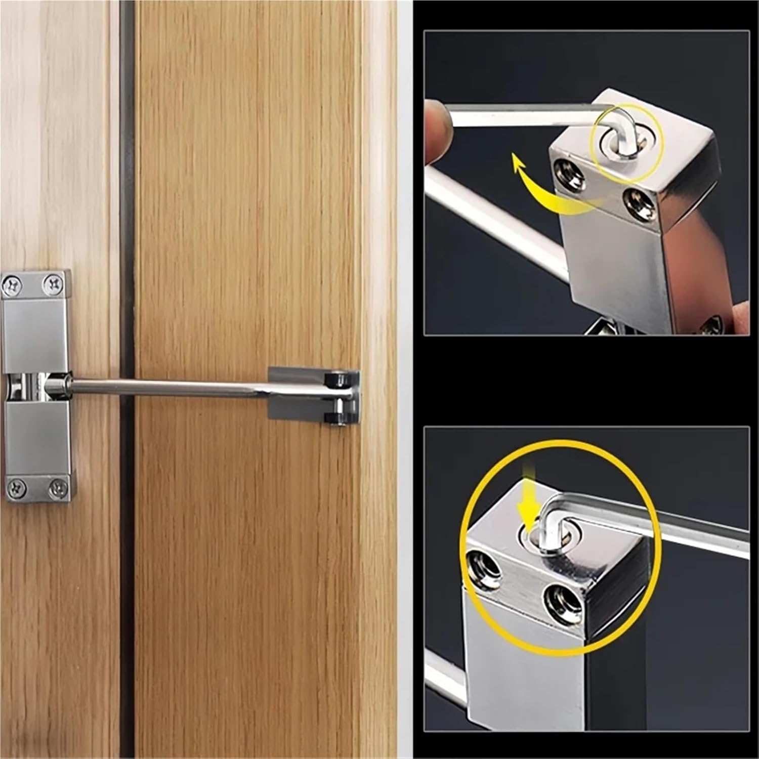 20-40kg Door Lock Spring Closer Closing Device Can Adjust Furniture Hinge Hardware(Round-Black)