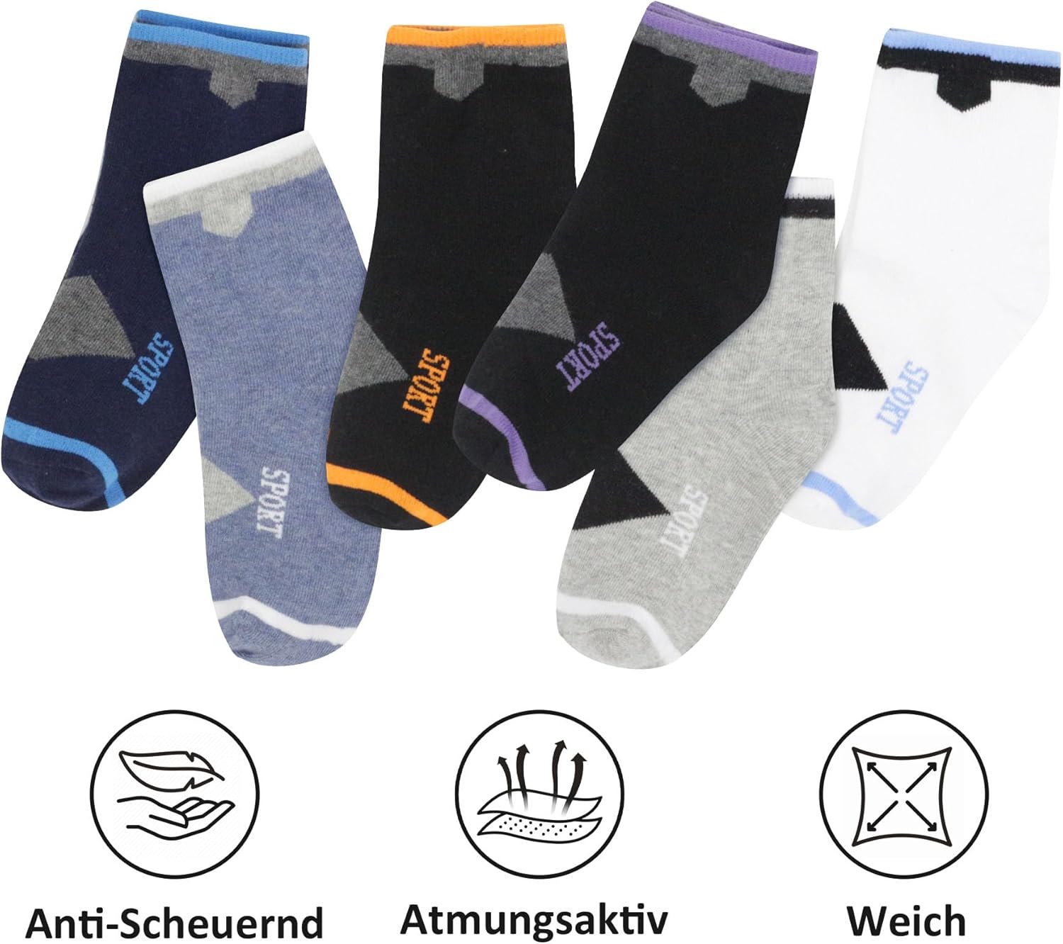 Uizuooy Boys Athletic Socks 4-15 Years, Kids Ankle Breathable Long Sport Crew Socks 12 Pairs - Image 3