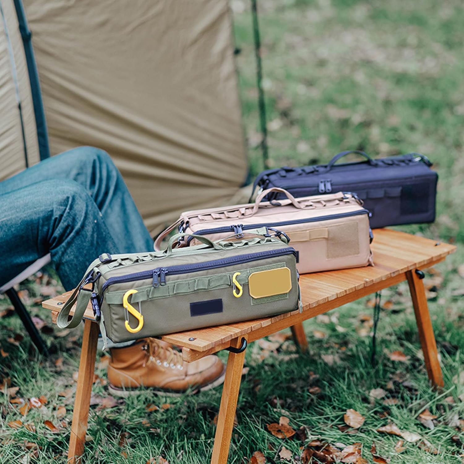 ポータブルキャンプアクセサリーオーガナイザー調理器具やサバイバルツール用の複数のコンパートメントキャンプ収納袋