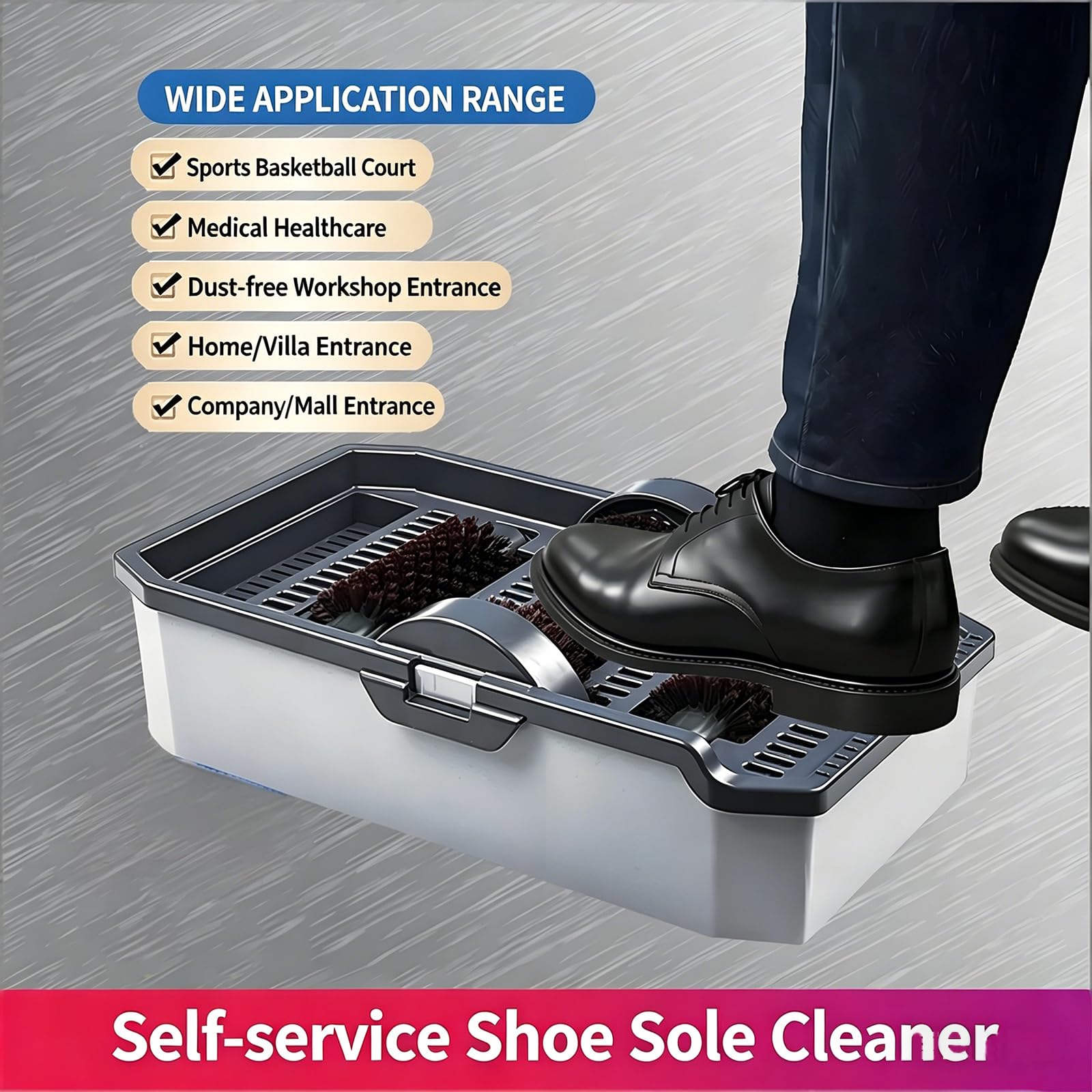 Máquina de limpieza de suela de zapatos, tapete de autoservicio para zapatos, con tapete absorbente, no necesita energía, cepillos de lavado de calzado para el hogar, oficina, entrada comercial