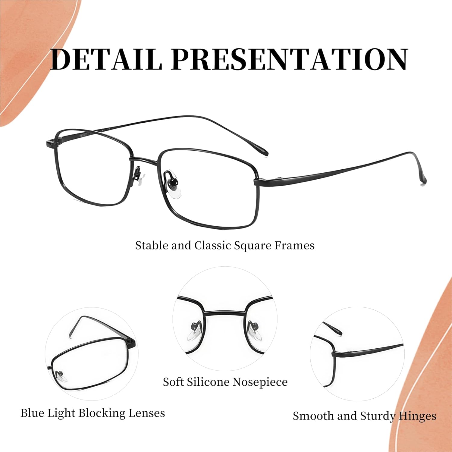 Square Retro Fake Glasses Non Prescription Blue Light Glasses for Women Fashion Glasses Frame Trendy Accessories - Image 5