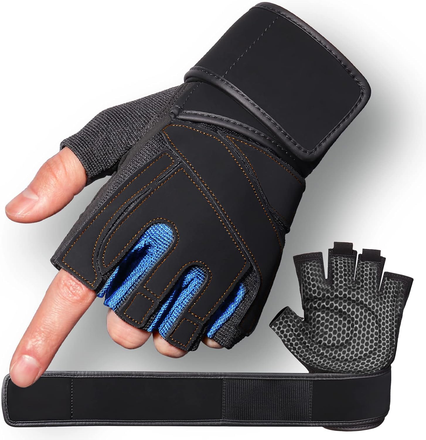Leosportz Neoprene Gym Gloves For Men Workout - Weight Lifting With Wrist Support | Provided Full Protection To Palm Breathable Silicon Padded Enthusiast (Blue)