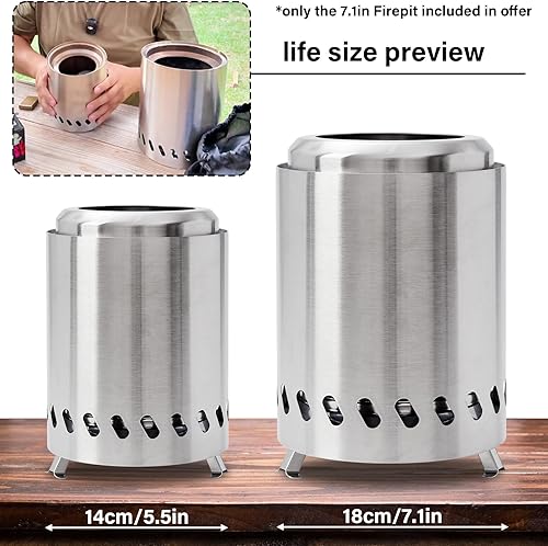 Miniatura 6 de HGD Pozo de fuego pequeño de mesa de 7.1 pulgadas, sin humo, mini hoguera para urbanos y suburbios con bolsa de transporte, acero inoxidable,