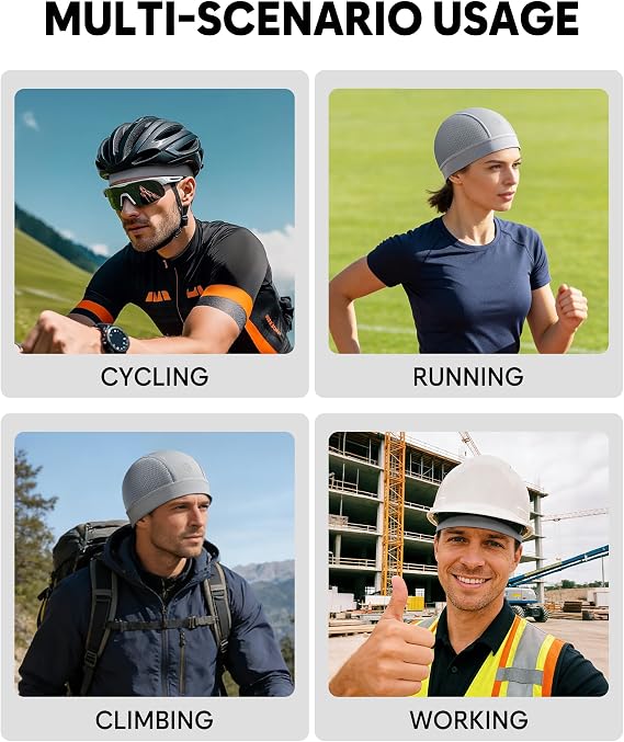 3 Pack Cooling Skull Cap Helmet Liner Breathable Mesh Running Cycling Hat Lightweight Quick-Dry Sports Beanie