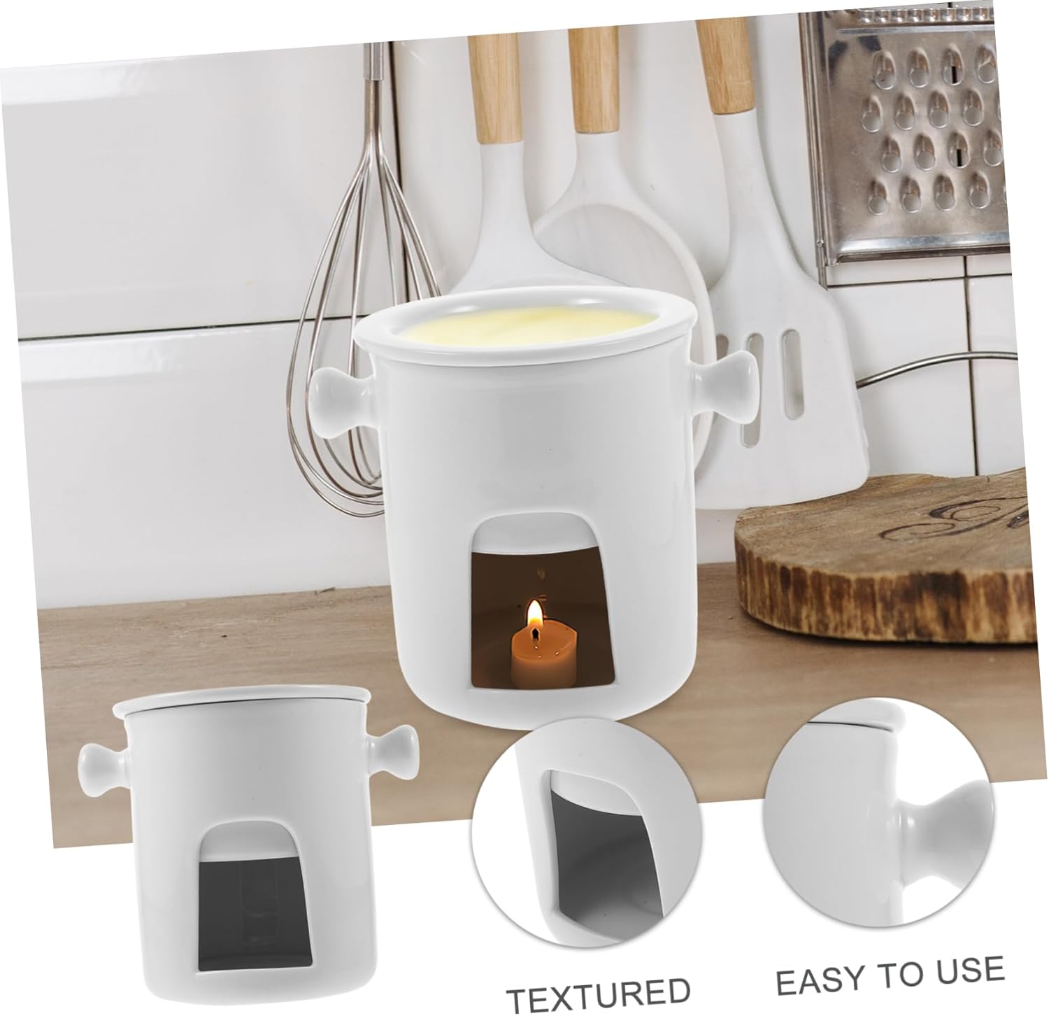 Garneck Ceramic Chocolate Melting Pot Versatile Fondue for Cheese Butter and Ice Cream Home Parties and Afternoon Tea Safe and Design