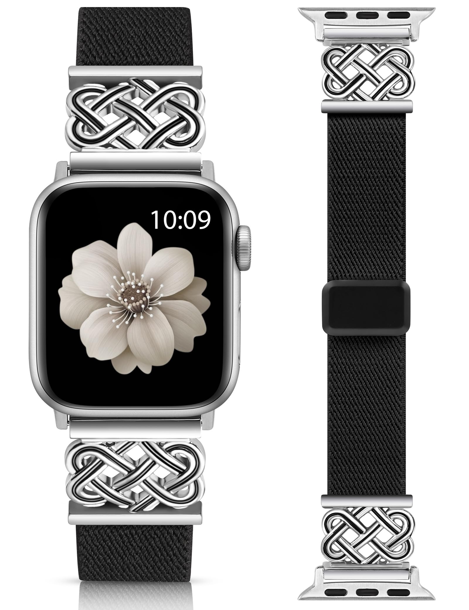 Minyee Magnetic Stretchy Band Compatible with Apple Watch Bands 38/40/41/42/44/45/46/49mm Women Men, Celtic Knot Soft Elastic Nylon Fabric Strap for iWatch Series 11 10 9 8 7 6 5 4 SE/Ultra 3 2 1 — view 19