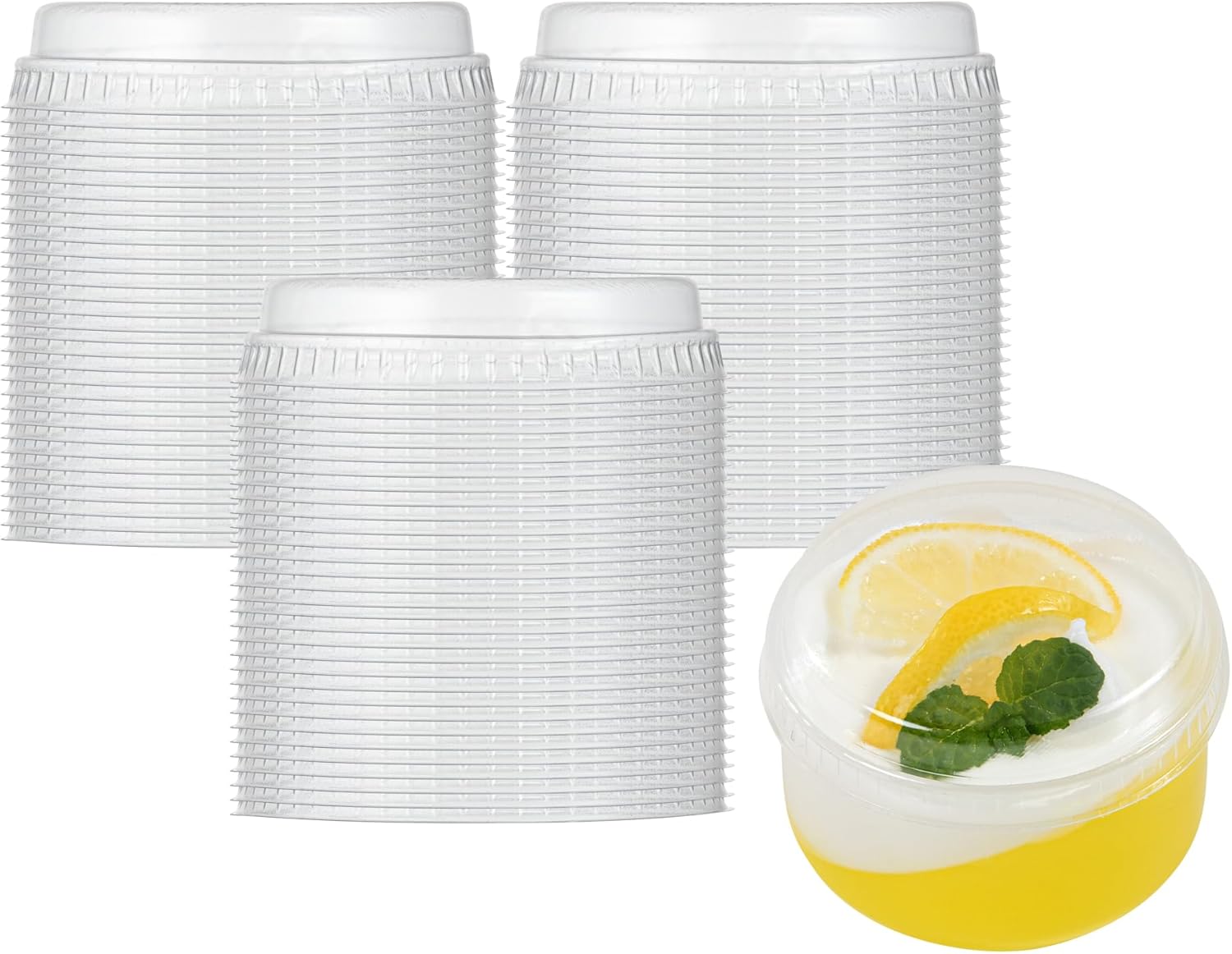 Restaurantware LIDS ONLY: Chef 101 2.7 x 2.4 x 0.7 Inch Dome Lids, 100 Disposable Transparent Covers - Dessert Cups Sold Separately, No Straw Hole, Clear Plastic Dome Lid, Ideal For Takeaways