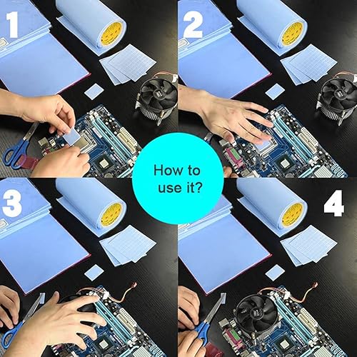 Miniatura 4 de OwlTree Paquete de 4 almohadillas térmicas, 3.937 x 3.937 in, 0.020 in, 0.039 in, 0.059 in, 0.079 in, conductividad térmica altamente eficiente, 6.0