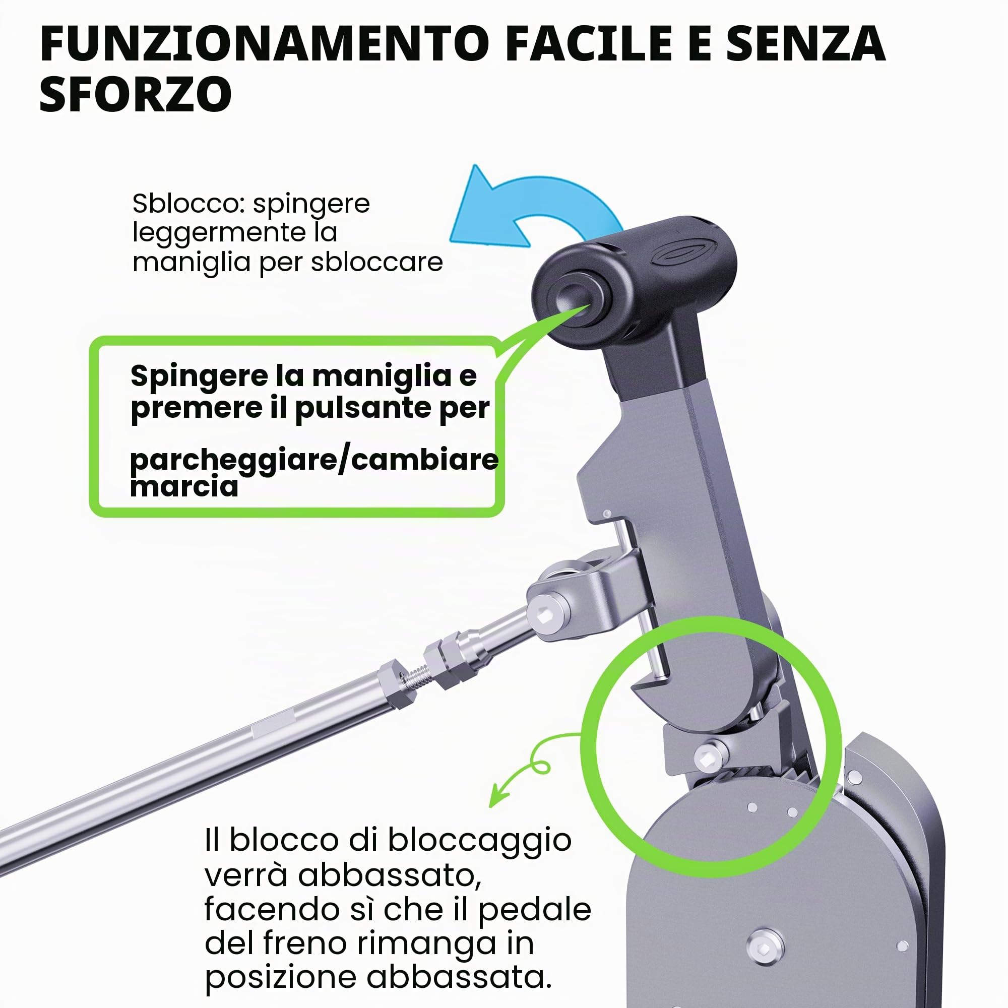 Controlli manuali per conducenti disabili, feriti o con disabilità, dispositivo fisso di assistenza ai pedali per freno e acceleratore, progettato per conducenti feriti o con mobilità limitata