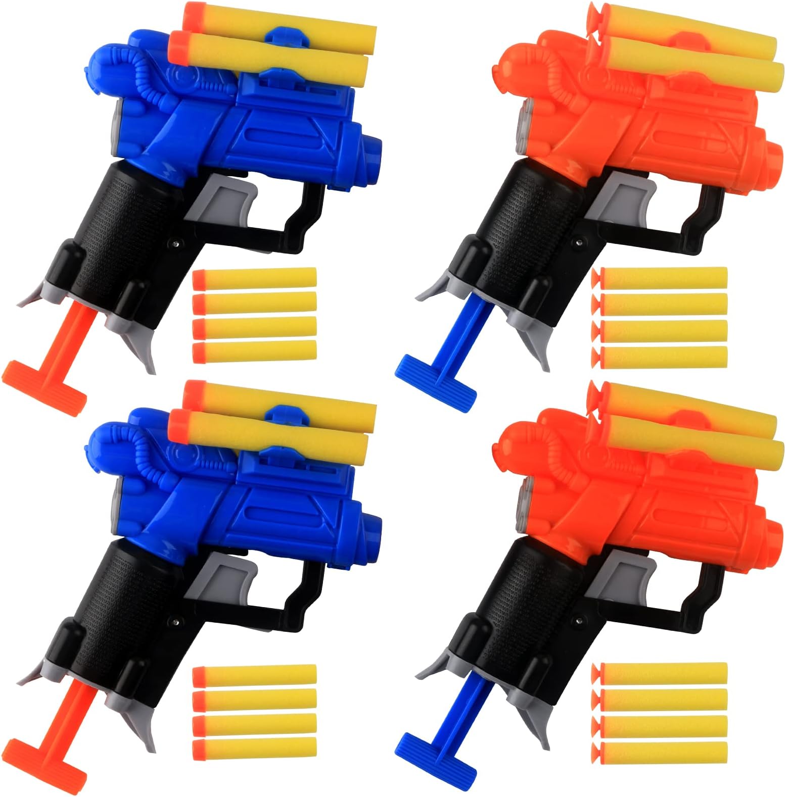 4 Pack Mini Foam Dart Toy Guns Foam Guns with 16 Small Size Foam Darts, Sport Party Favors Spring Powered Gun Kit for Kids (4 Pack Foam Guns)