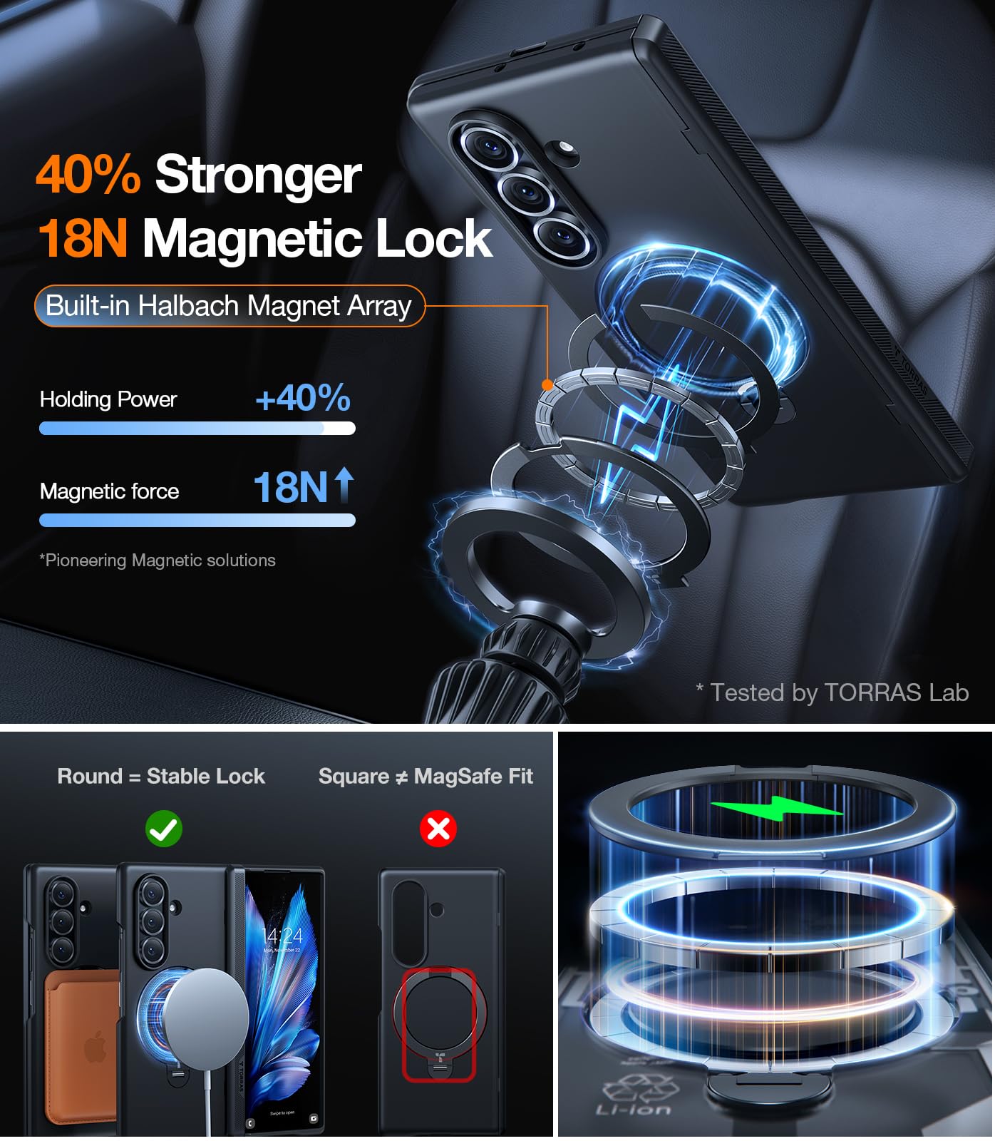 Amazon.co.jp: TORRAS 360°スピン磁気スタンド Galaxy Z Fold 7 ケース 