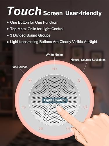 Miniatura 5 de Máquina de sonido, máquina de ruido blanco para bebé con luz nocturna, 32 sonidos de alta fidelidad, enchufe, 5 temporizadores y función de memoria,