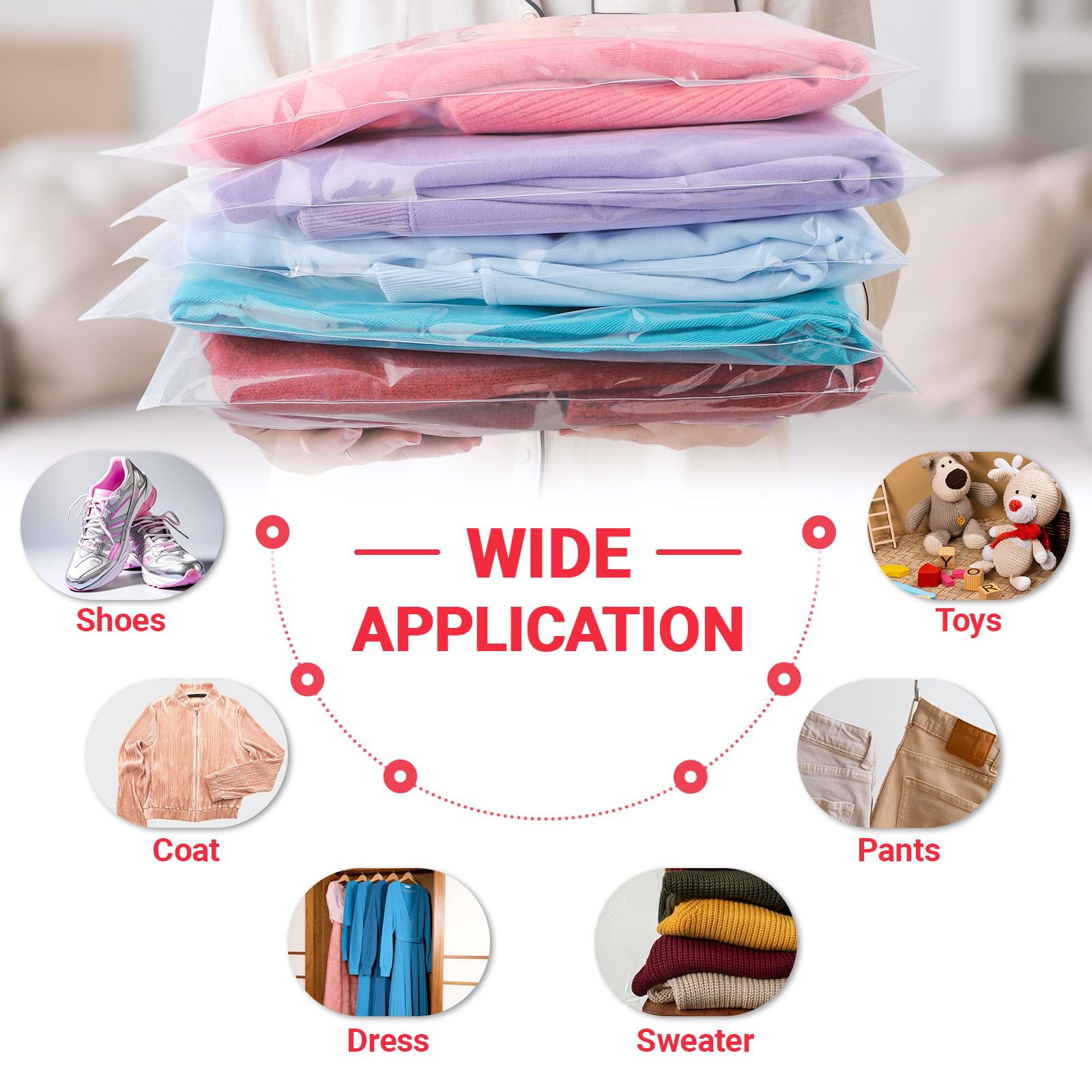 Sacchetti per Maglioni, 50 Pezzi 35 * 40cm Buste Trasparenti per Vestiti, Buste con Zip per Viaggio, Spostare Casa (con Fori di Sfiato)