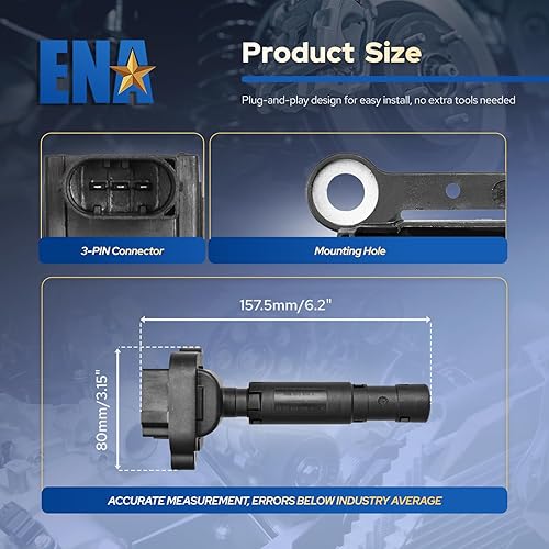 Miniatura 6 de ENA Paquete de 4 bobinas de encendido compatibles con Mercedes Benz 2012 2013 2014 2015 SLK250 1.8L, 2012-2015 C250 1.8L Turbo, 2014-2015 C250 1.8L