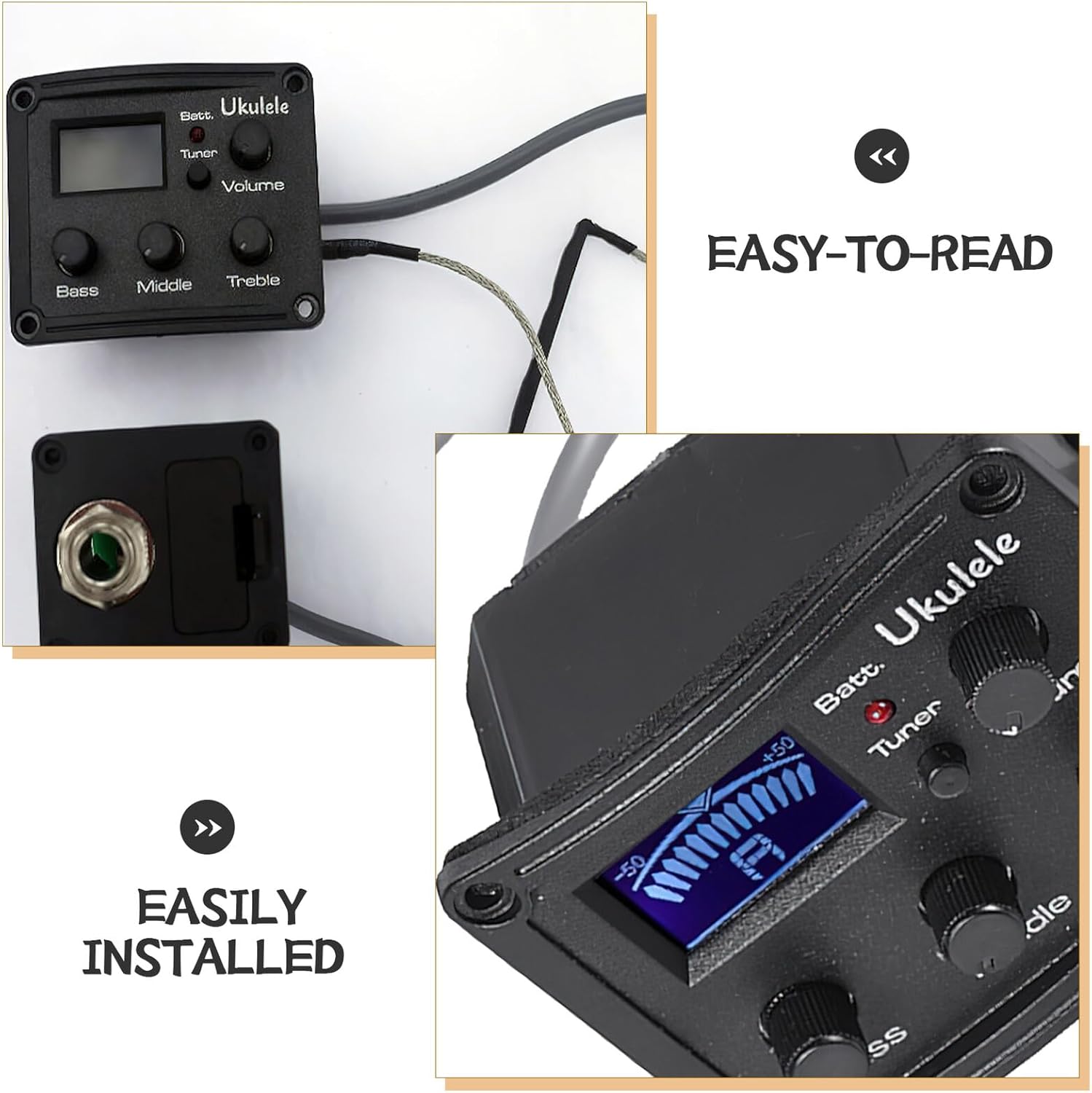 Ukulele Pickup Eq with Lcd Display Tuner Band Equalizer and Volume Control for Ukulele Preamp Amplifier System