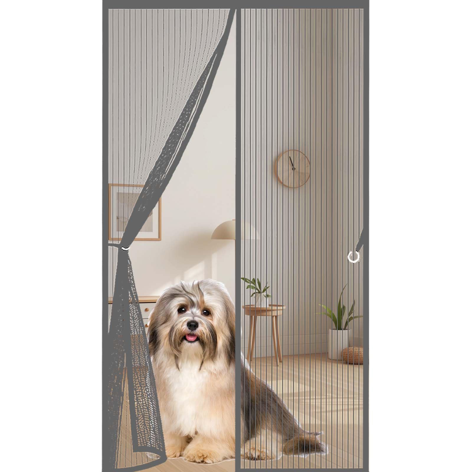 Feijdon Grey Magnetic Door Screen 130X195cm(Widthxhigh) Durable, Keeps Bugs Out, Kid And Pet Friendly Magnetic Door Curtains Fly Screen Hundreds Of Sizes, Lets Fresh Air In,